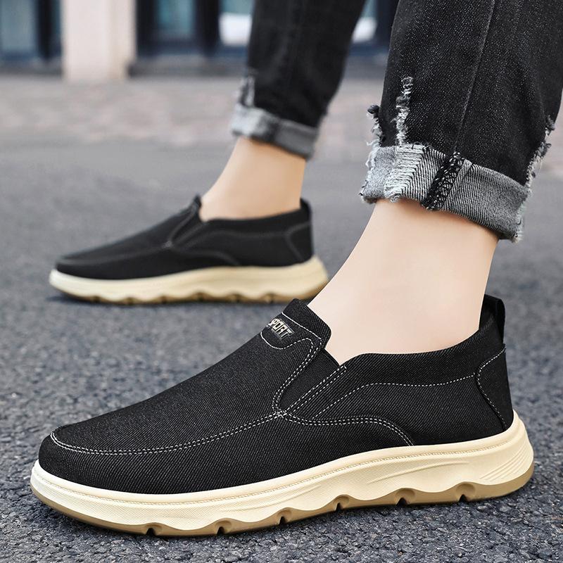 

Shoes men s summer new single shoes British style Doudou shoes canvas shoes 2025 casual breathable one pedal dad shoes 39
