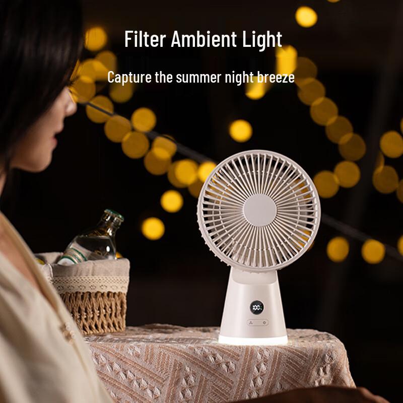 Portable USB Rechargeable Desktop Fan with Night Light