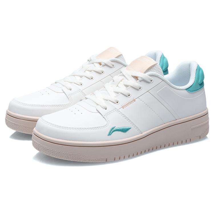 New LiNing Oneplay Elegance Anti Slip Wear Resistant Low Top Skateboard Shoes Women's White Green AGCR190-2