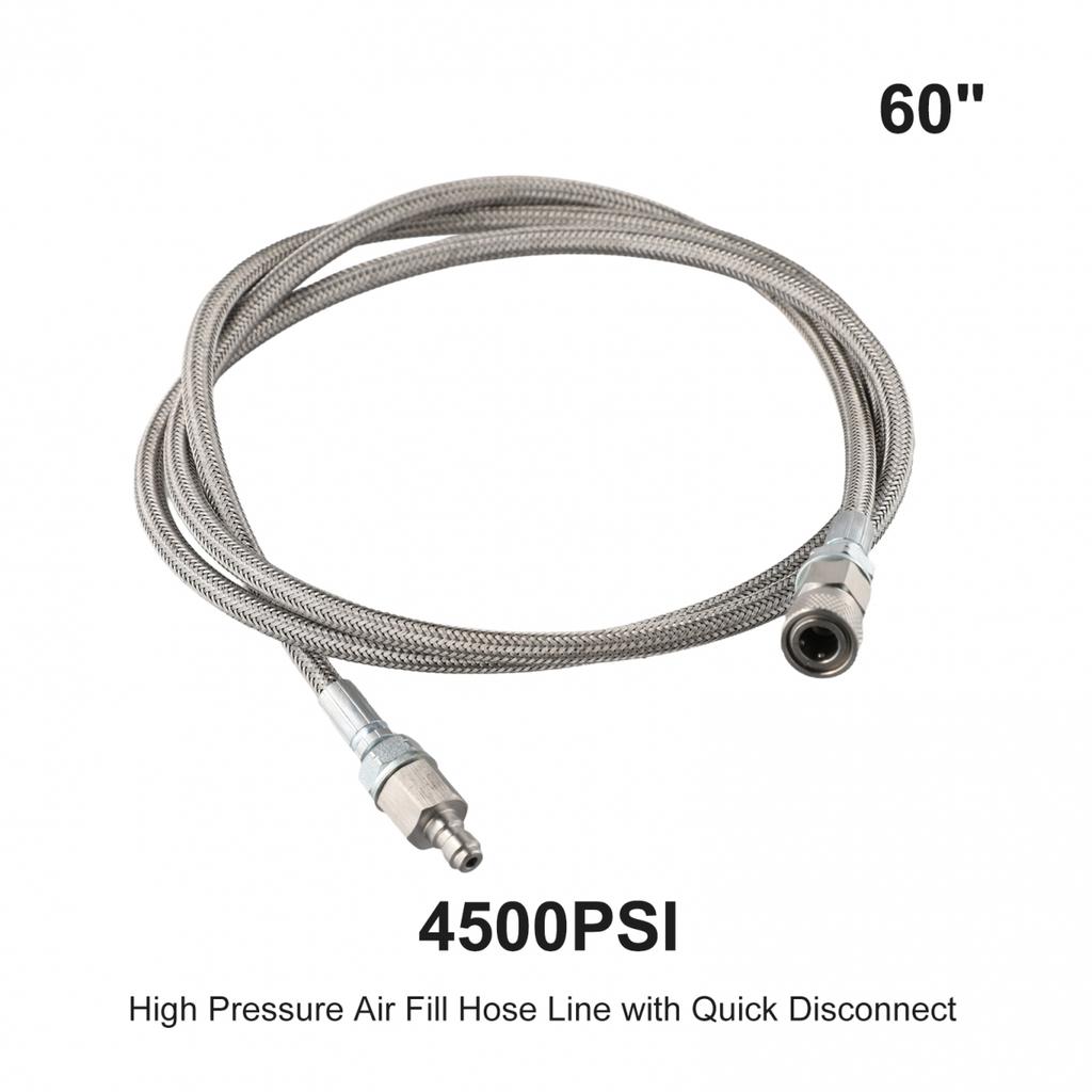 Quick Disconnect Inflation Hose 4500 PSI 60\" Stainless Steel