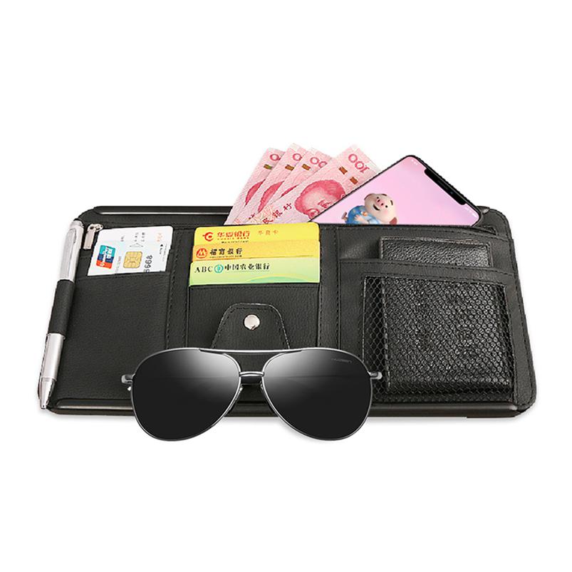 Portable Car Visor Organizer Sunshade Panel Pouch Wallet CD 1Pc Sun Holder Storage Leather