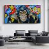 Engraçado Animal Orangotango Graffiti Arte de Rua Pintura em Tela Arte de Parede Fotos Pôsteres e Impressões para Sala de Estar Decoração de Casa Sem Moldura