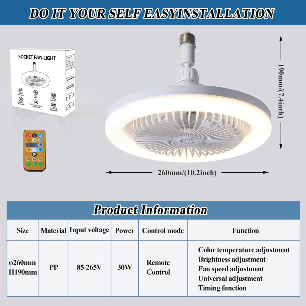 LED Fan Light Modern Simple Fan Lighting Dual-purpose Integrated E27 Screw Fan Lamp