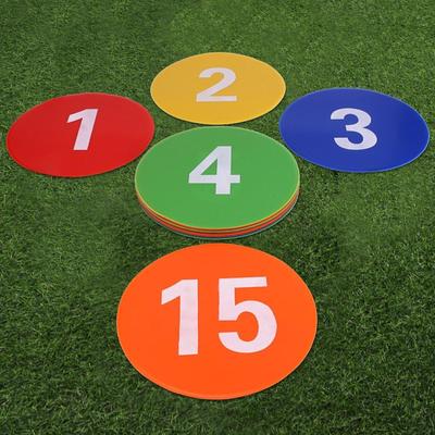 15x Marcadores de Piso Numerados Puntos Alfombra de Huellas Entrenamiento Práctica Disco Plano para