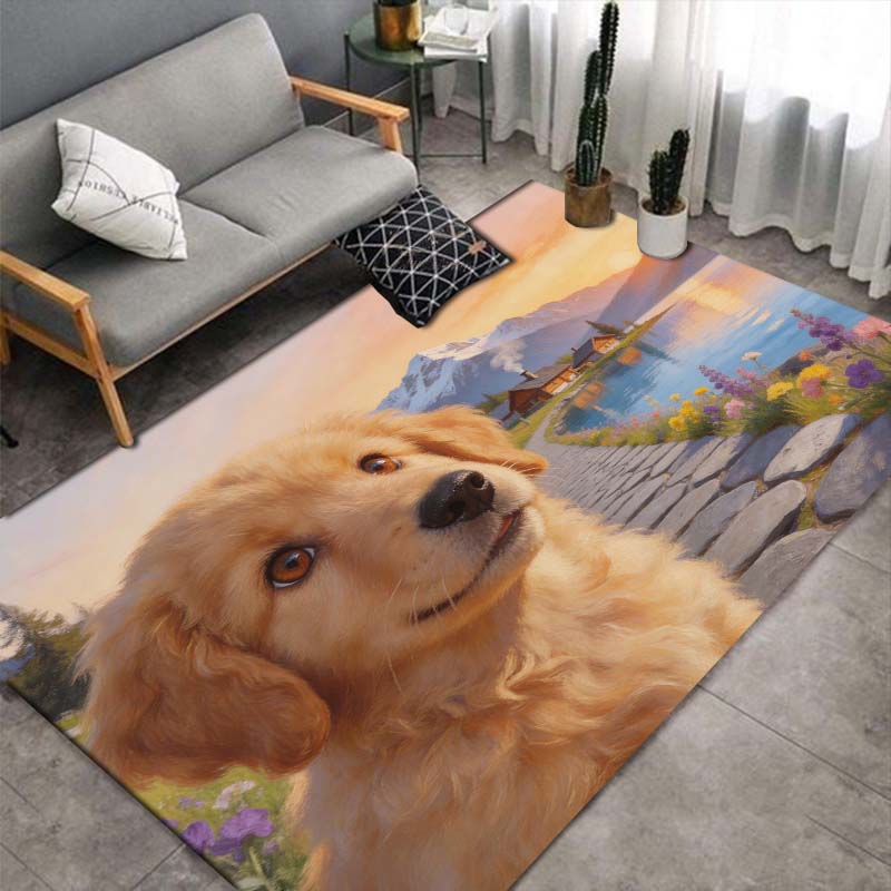 Summer Border Collie Area Rug, Cute Puppy Floor Mat