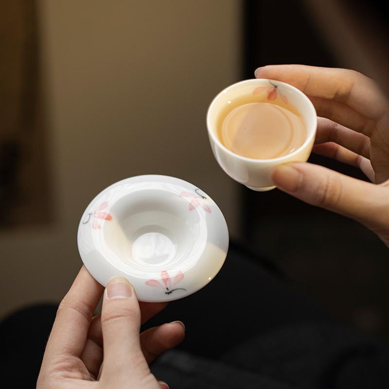 White Porcelain Hand-painted Ceramic Kung Fu Tea Set Tasting Tea Cup Drinking Tea Cup