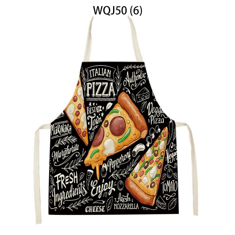Coffee Hamburger Printed Kitchen Aprons for Adult Kids Household Linen Bib Fruits Vegetables Cooking Baking Apron Cleaning Tool