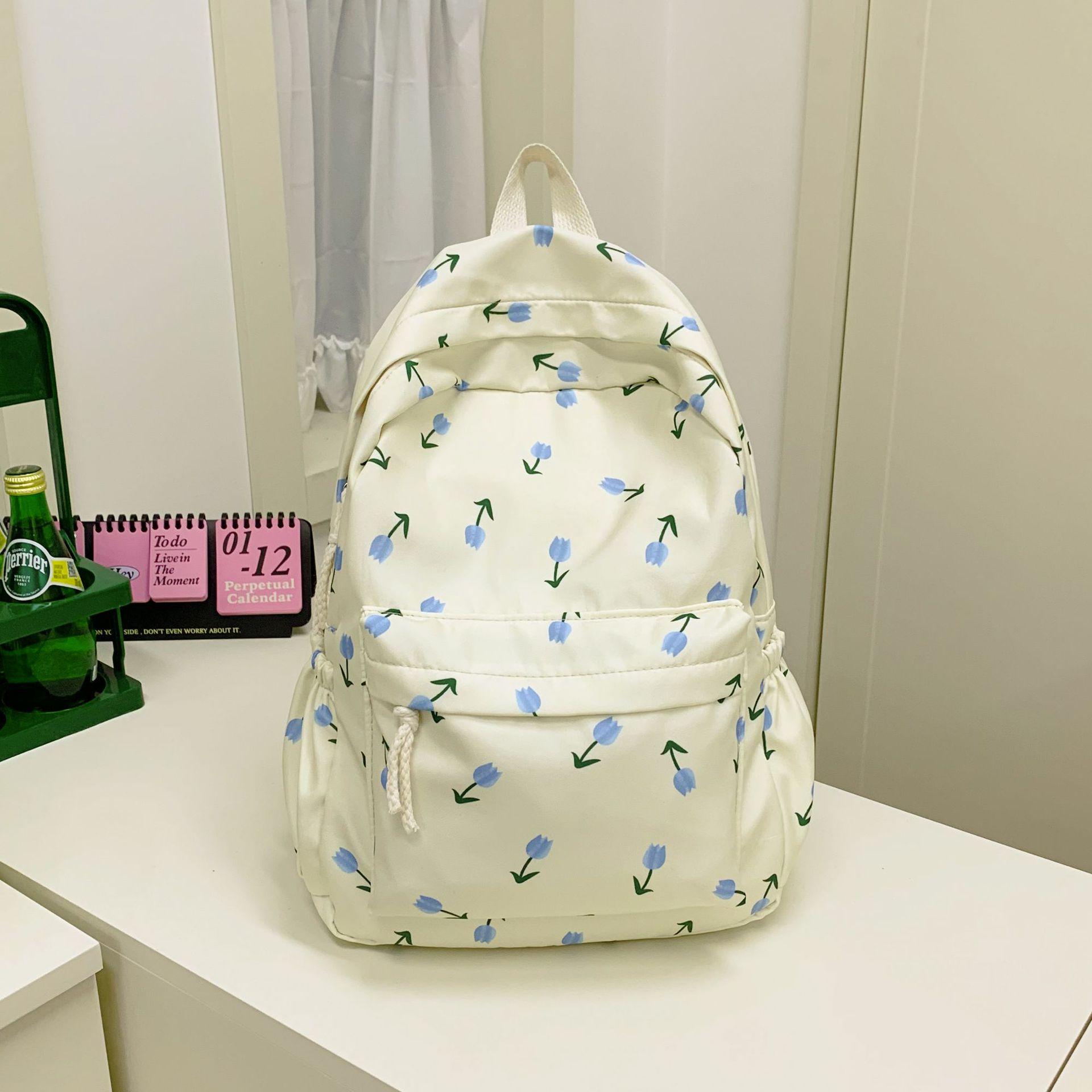 

2025 Literary Style Star Print Girls Backpack - Cute Cartoon Double Shoulder Bag for Middle School. світло-синій колір