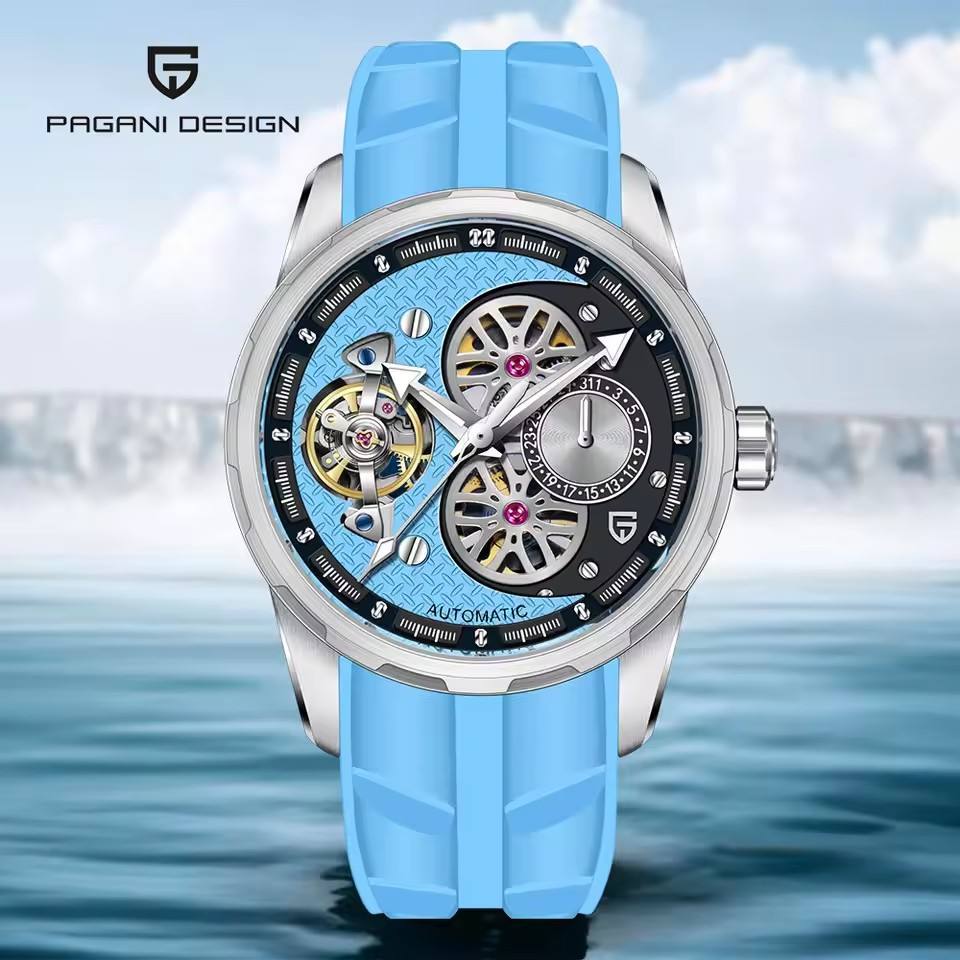 PAGANI DESIGN Brandneue Tourbillon Herren Mechanische Uhr Luxus 100M Wasserdicht Saphirglas Skelett Automatikuhr für Herren
