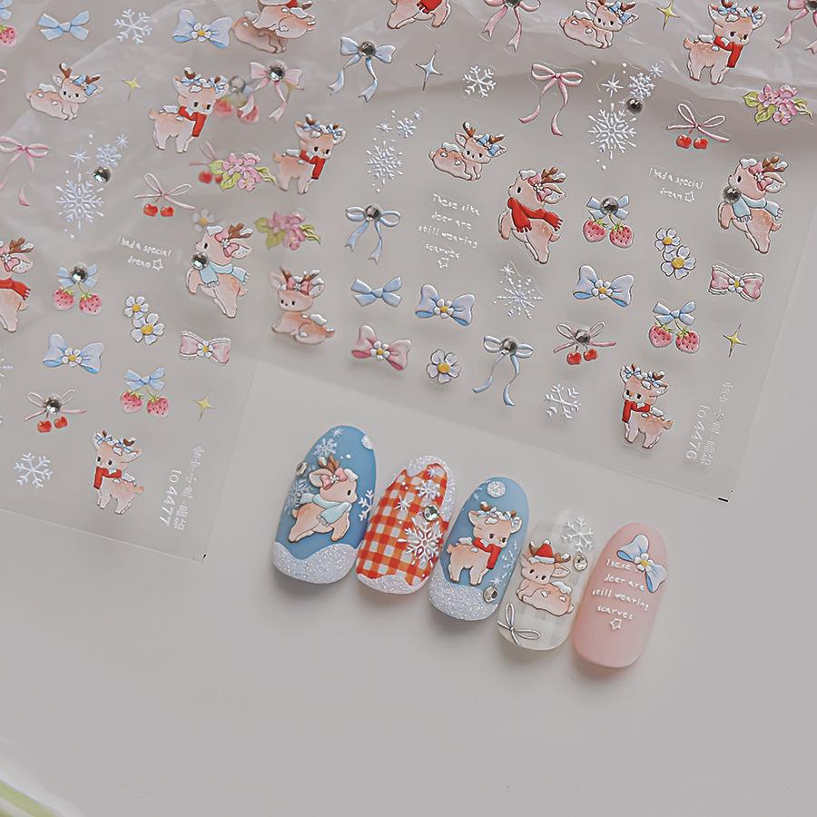 Tomoni Crystal Snow Deer Nail Art Stickers - Hot-Selling Stationery and Mobile Phone Accessories