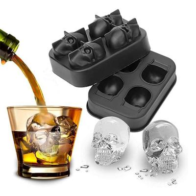 Döskalle Isbollsform Flexibel Silikon Isbricka för Cocktails Whiskey Halloween Skräcktema Iskubsmaskin för Spöklika Fester Gotiska Evenemang