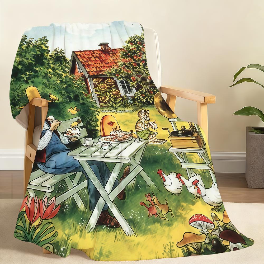 

Pettson and Findus Blanket For Soft Throw Blanket for Picnic Bed Sofa Home Bedroom Cozy Warm Comfortable 150x180cm
