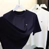European Station Summer New Short-sleeved Cotton T-shirt Men's Fashion European Version Breathable Crew Neck T-shirt Men's Crew Neck Top