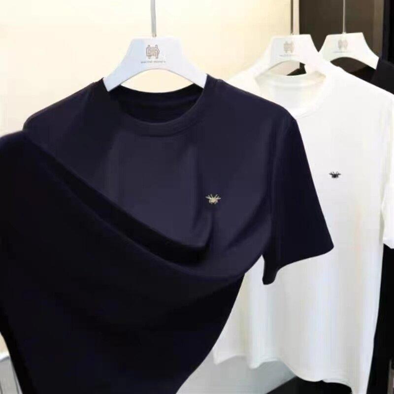 European Station Summer New Short-sleeved Cotton T-shirt Men's Fashion European Version Breathable Crew Neck T-shirt Men's Crew Neck Top