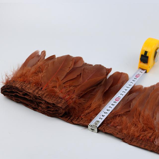 1Meter Dyed Golden Goose Feather Trims for DIY Craft Party Wedding Dress Carnival Ribbon Clothes Decor Plumas Accessories15-20cm