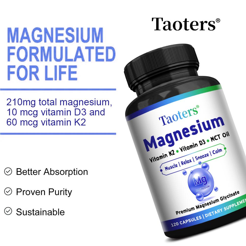 Magnesiumpräparat 210 mg - Vitamin D3 + K2 - 120 Kapseln
