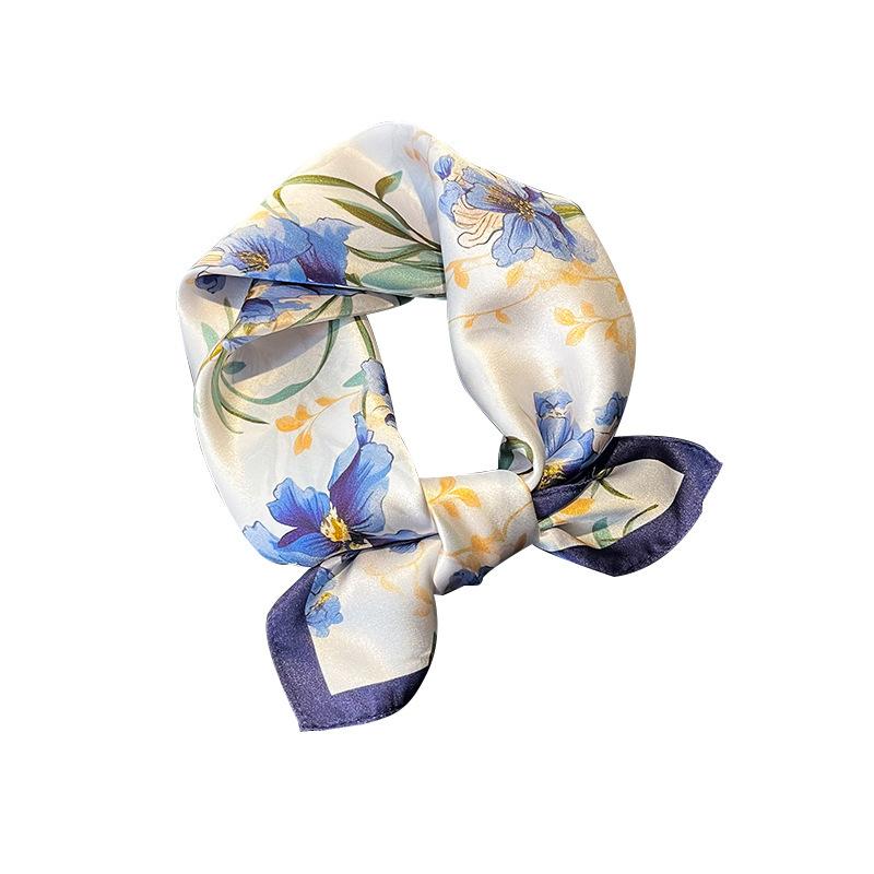 Silk scarf small square scarf women's spring and summer silrean thin versatile mulberry silk sunscreen decorative scarf Internet celebrity small scarf