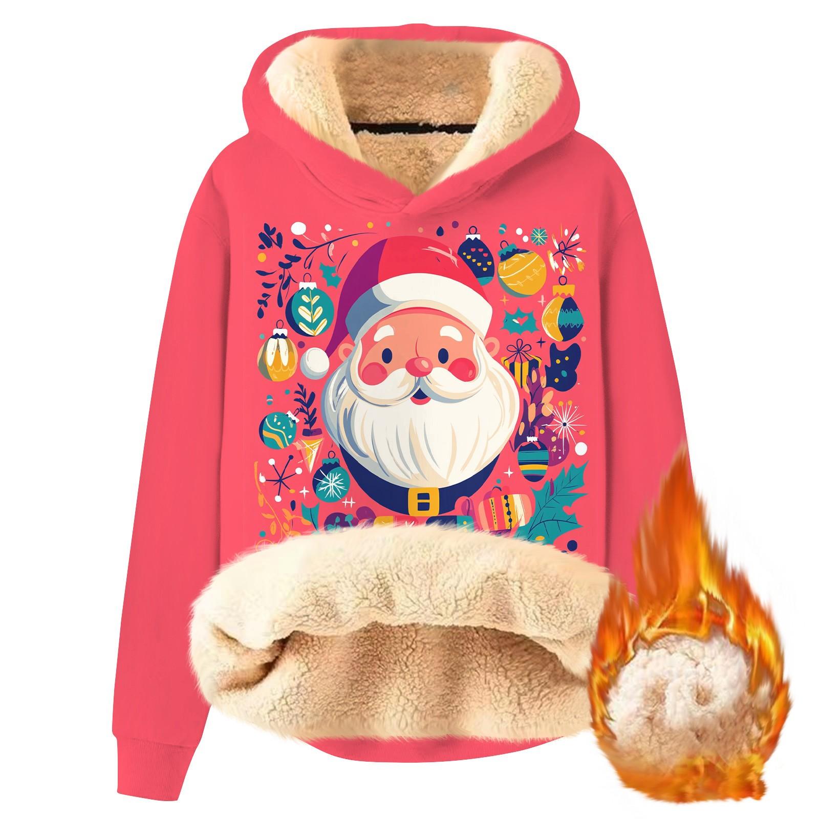 

Женская модная утепленная толстовка с капюшоном и рождественским принтом XL арбуз красный