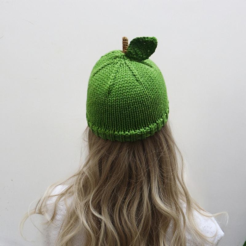 Kreativer Häkelhut im 2000er-Jahre-Stil, weicher Strickhut mit Fruchtmotiv, ohne Krempe, für Damen und Teenager, Alltagskleidung, Winterkopfbedeckung