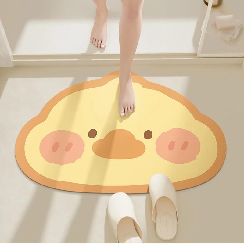 Lovely Milk Cow Shape Bathroom Doormat, Soft Plush Non-slip Absorbent Mat, Washable Rug For Cute Style Home Indoor Decor