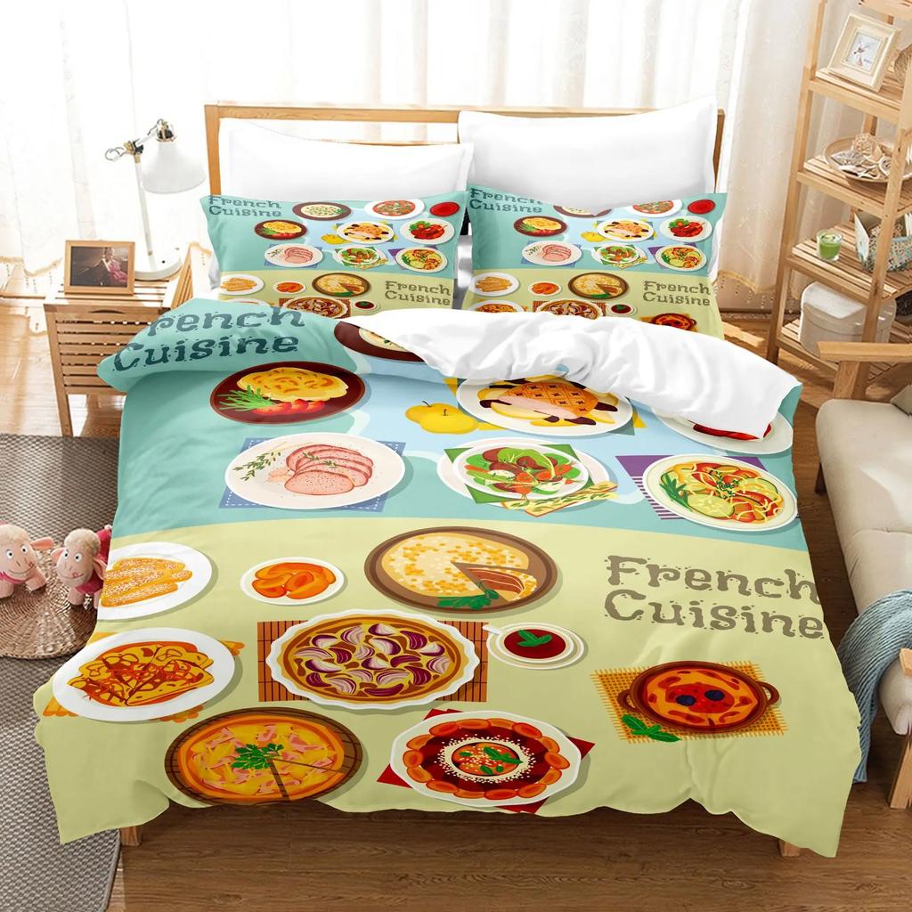 Housse De Couette 220X240 Pizza Gourmet Food Comforter Sets King Size Duvet Cover Set Orange Refreshing Series For Bedding Set