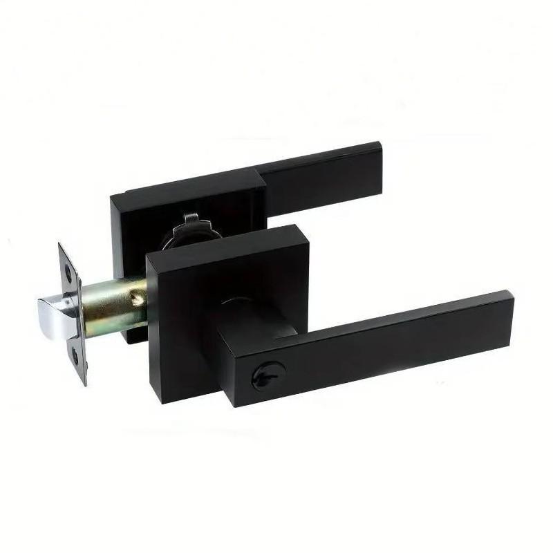 American Heavy-duty Handle Lock Aluminum Alloy Door Lock S Slot Key Square Black Bathroom Door Lock