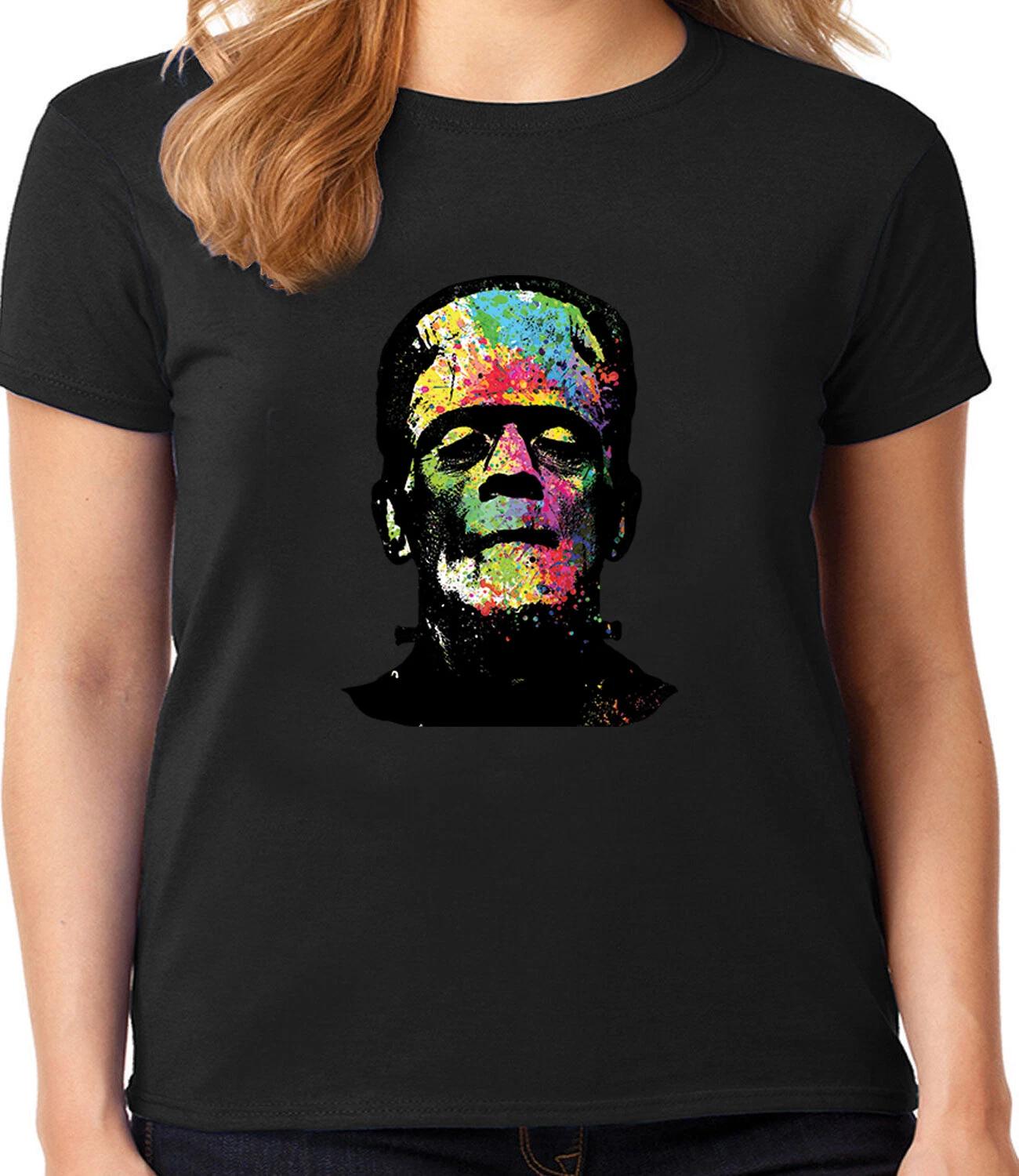 Halloween T-shirt Women Monster Frankenstein Costume Ladies Tee Shirt S
