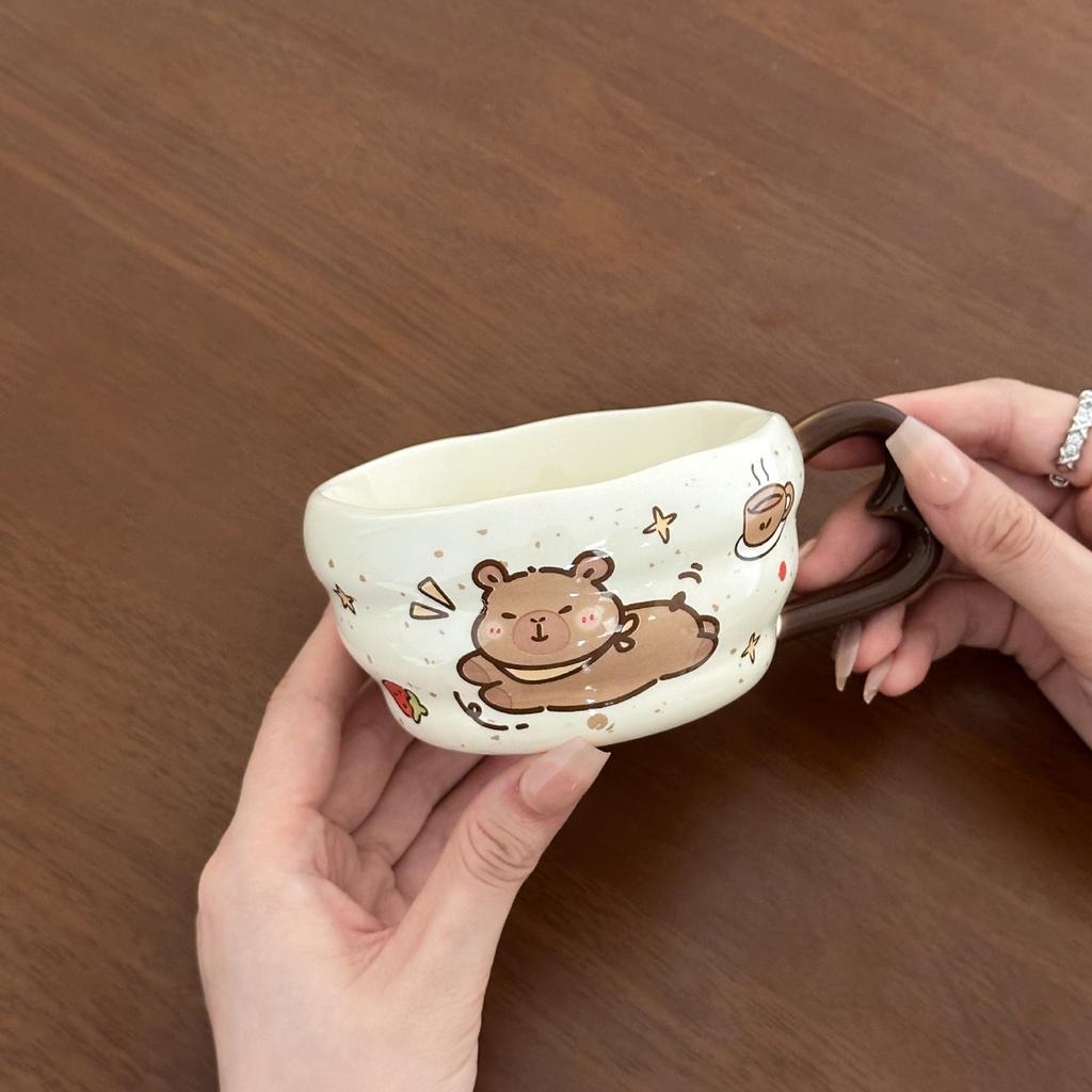 Cute Kapibala Ceramic Mug Children's Home Breakfast Coffee Mug for Friends Practical Birthday Gifts