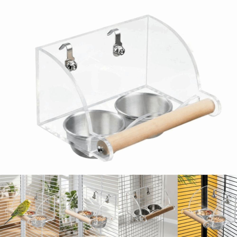 Anti-Slip Stand Hanging Bird Cage Feeder 304 Stainless Steel Bird Food Container Aviary