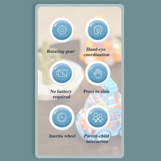 Drücken, um Spielzeugauto zu fahren, keine Batterie erforderlich, Heimkindergarten-Babyspielzeug