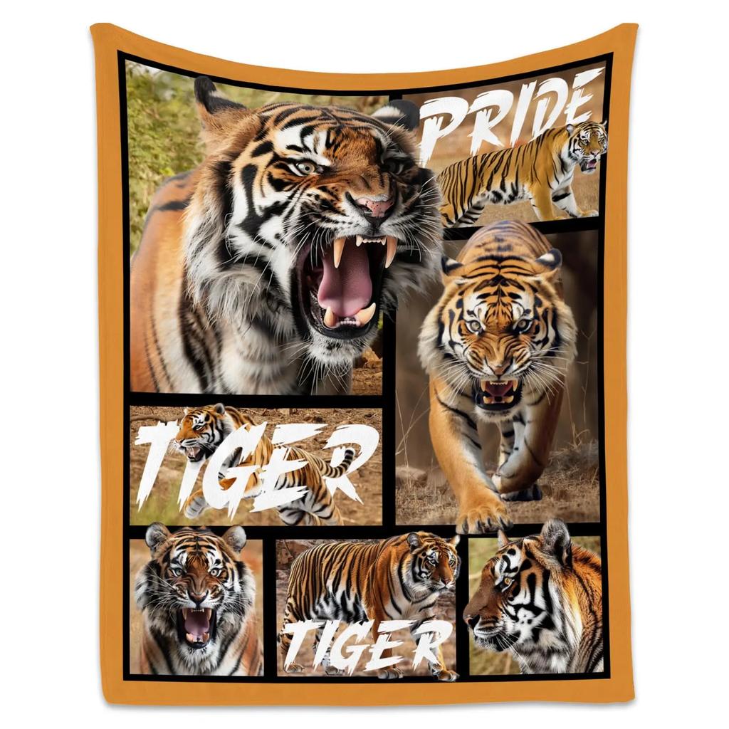 Tiger Blanket Super Soft Warm Bedding Animal Print Throw Blankets Sofa Couch Bedroom Decor Flannel Plush Blanket for All Season
