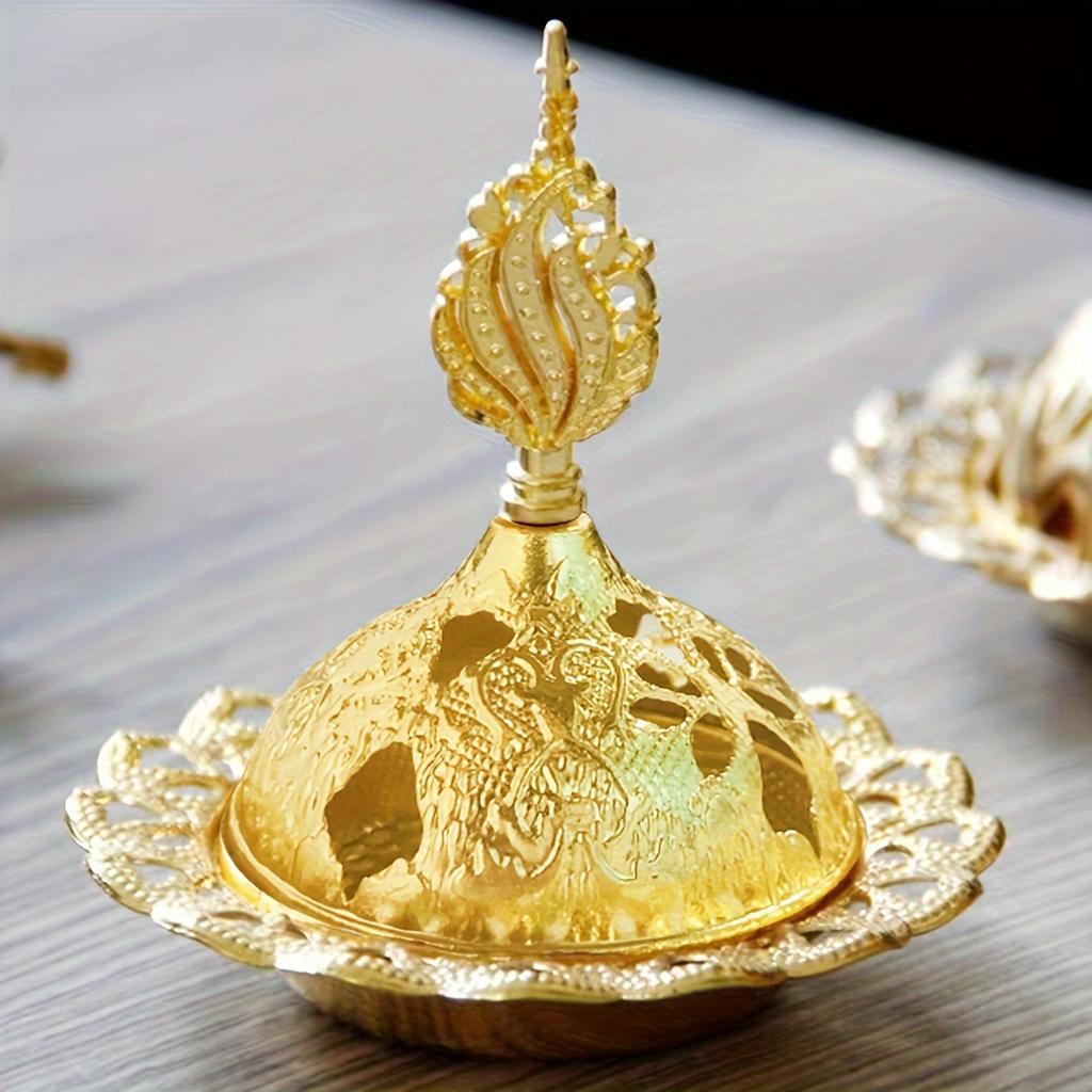 1PC Creative golden iron art mini Middle Eastern incense burner with large pointed tip Small Arabian home decor incense burner accessories