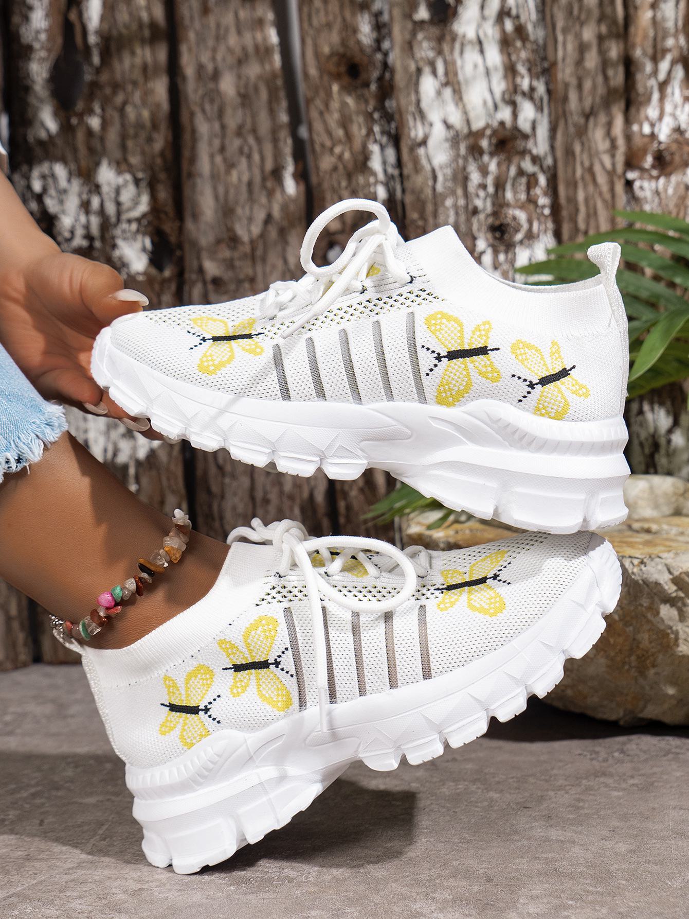 

Новые дышащие повседневные спортивные туфли Butterfly Soft Sole для модных женщин - Cross-border European & American Flying Woven Shoes 42 бежевый