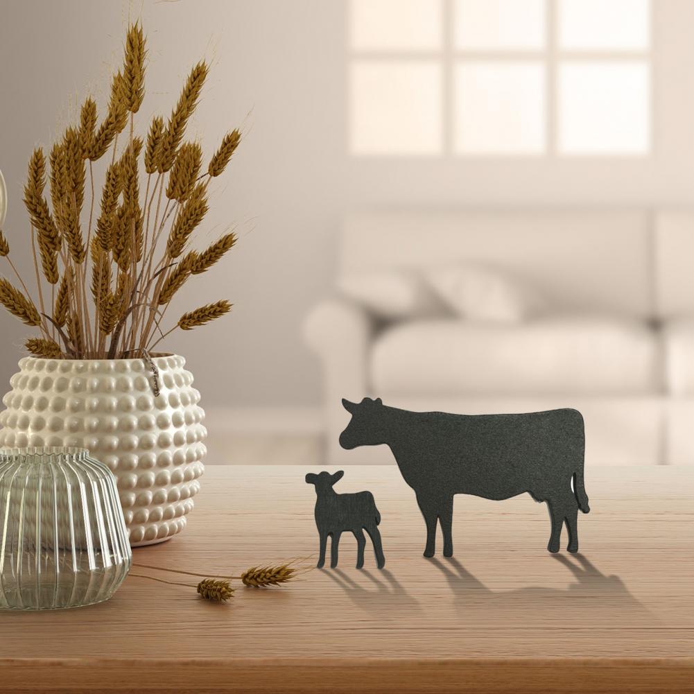 Decorazione in legno a forma di mucca, stile rustico da fattoria, insegna per casa, soggiorno, scrivania, tavolo, ornamento a forma di animale da fattoria, regalo di compleanno e Natale