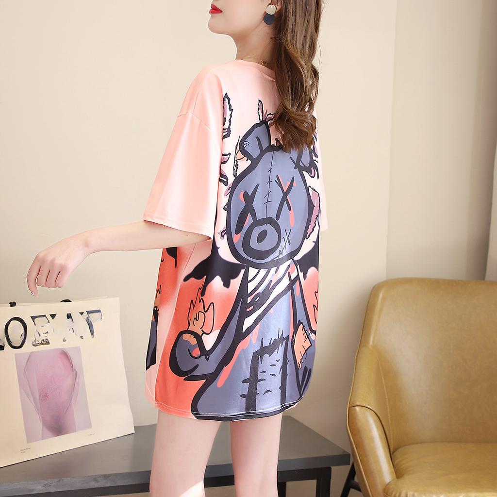 2024 vara femei amuzant desene animate imprimeu tricouri grafice supradimensionate roz y2k Topuri Tricou la moda harajuku streetwear