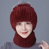 New Rex rabbit fur wool hat women's autumn and winter warm scarf fashion thickened ear protection flower suit tide