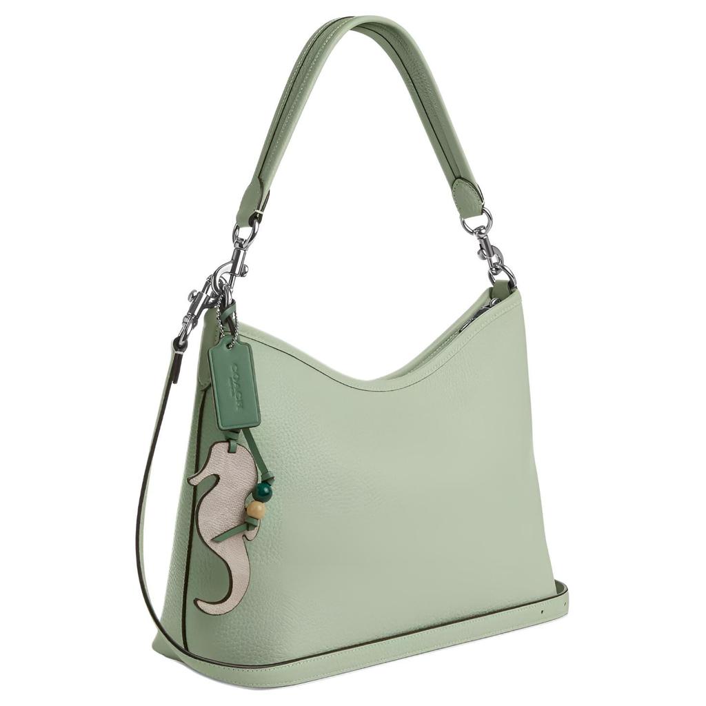 Coach Laurel Soft Litchi Grain Leather With Print Coated Canvas Shoulder Bag Large Women's Green CBH82-SVY6O