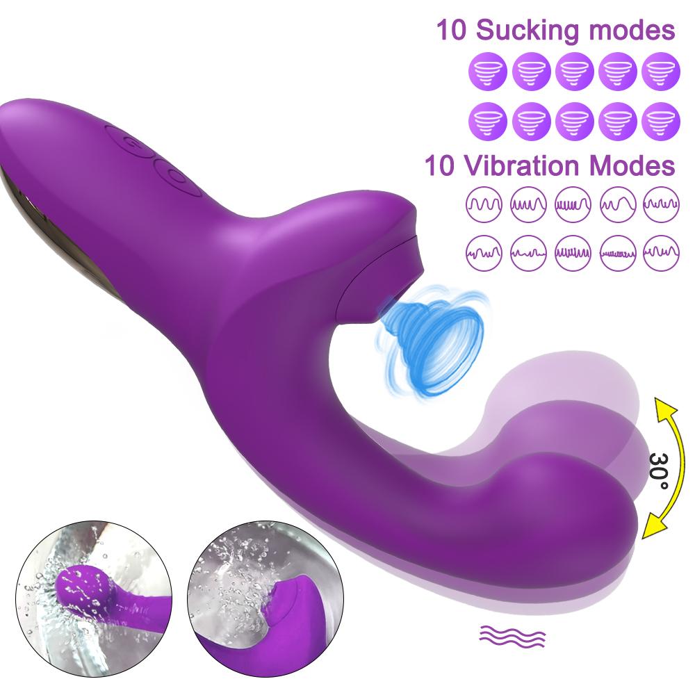 20 Speeds Powerful Dildo Vibrator Women Clit Nipple Sucker Vacuum Clitoris Stimulator Adults Goods Finger Wiggling Adults Sex Toy Climax Masturbator