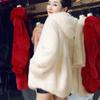 Imitation fur jacket women's medium and long imitation whole mink hooded slim fit and warm imitation mink jacket imitation mink coat jacket