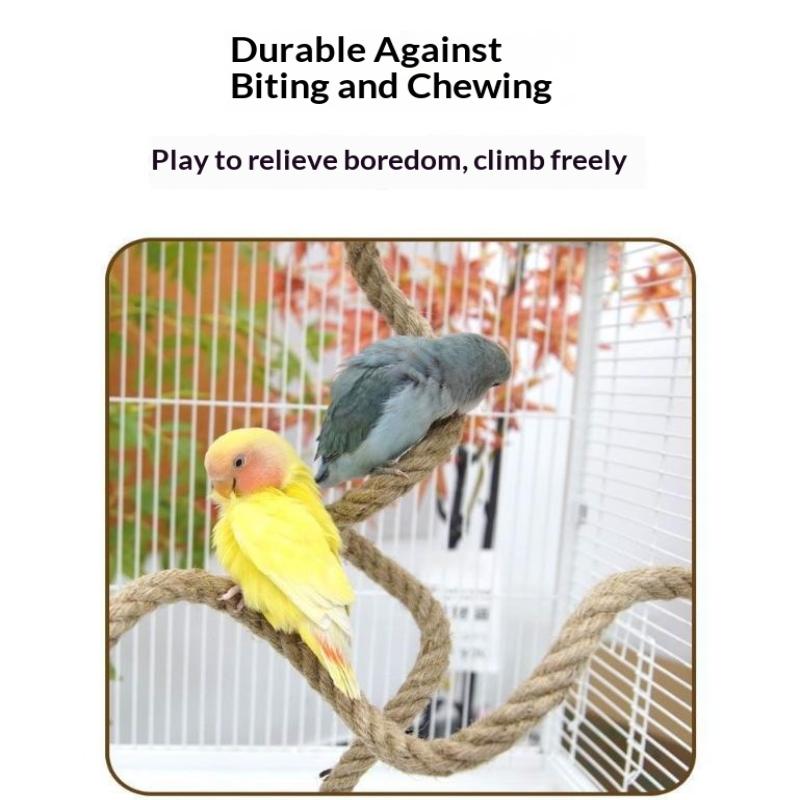 Linen Rope Diy Bendable Perch For Birds Non-Slip Easy To Install Suction Cup Bird Climbing Rope Chew-Proof Comfortable Grip