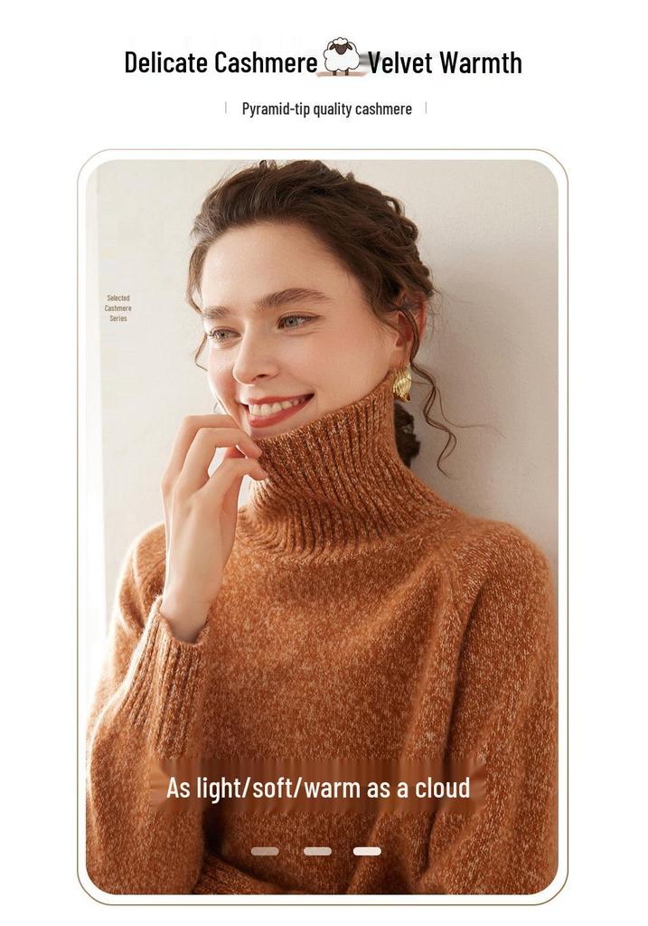 Women's High Neck Heavyweight Marled Cashmere Sweater - New Autumn/Winter Three-Ply Knitwear Arrival