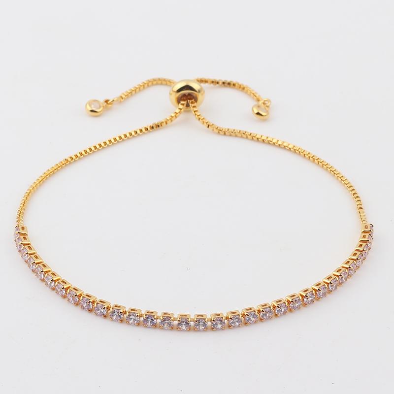 Rainbow Cubic Zirconia Tennis Bracelet Iced Out Chain Bracelets For Women Gold Color Adjustable Bracelet CZ Chain Homme Jewelry