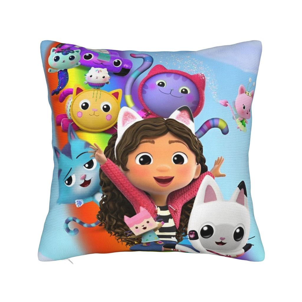 Gabby Dollhouse Cartoon Throw Pillow Cover Polyester Cushions for Sofa Funny Pillowcover Home Decor
