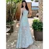 French Mint Green Suspender Dress Women's Summer Elegant New Spring Wear with Seaside Vacation Style Waist Dress