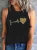 Vintage Vest T-shirt Leopard Heartbeat Tshirt Graphic Print Tank Top Women’s Sleeveless Crew Neck