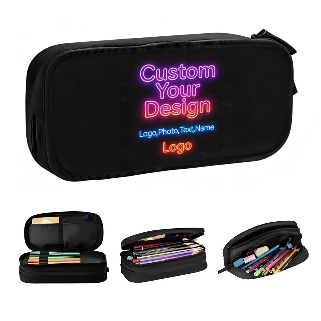 Custom Your Design Logo Kawaii Pencil Cases Girl Boy Large Capacity Customized Logo Printed Pencil Pouch Students Stationery