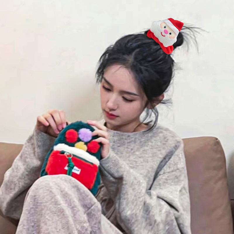 Świąteczna gumka do włosów scrunchie z Mikołajem i reniferami oraz bransoletka dziecięca