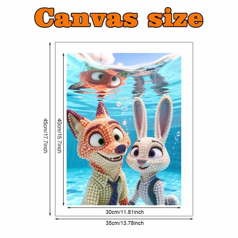 Disney DIY Pearl Art Painting Zootopia Nick and Judy In the Underwater World Home Wall Decoration Pearl Gem Painting Pictures Crafts Home Decoration