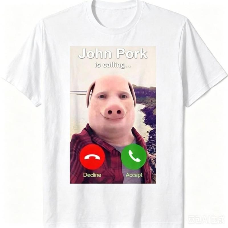 John Pork Is Calling Shirt Funny John Pork Meme T-Shirt, Men's Casual Fit Cotton T-Shirt – Great For Work, Play, Or Weekend Outings