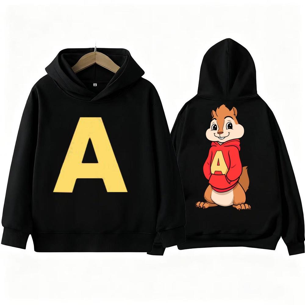 Felpe con Cappuccio per Bambini Ragazzo Ragazza Autunnali Alvin e i Chipmunks Felpe a Manica Lunga Verdi e Rosse
